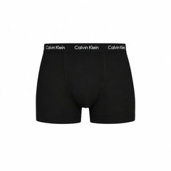 Calvin Klein black boxer briefs with a white branded waistband, shown against a plain white background with a soft drop shadow.