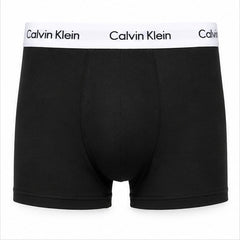 Calvin Klein black boxer briefs with a white elastic waistband featuring the brand name printed in black.