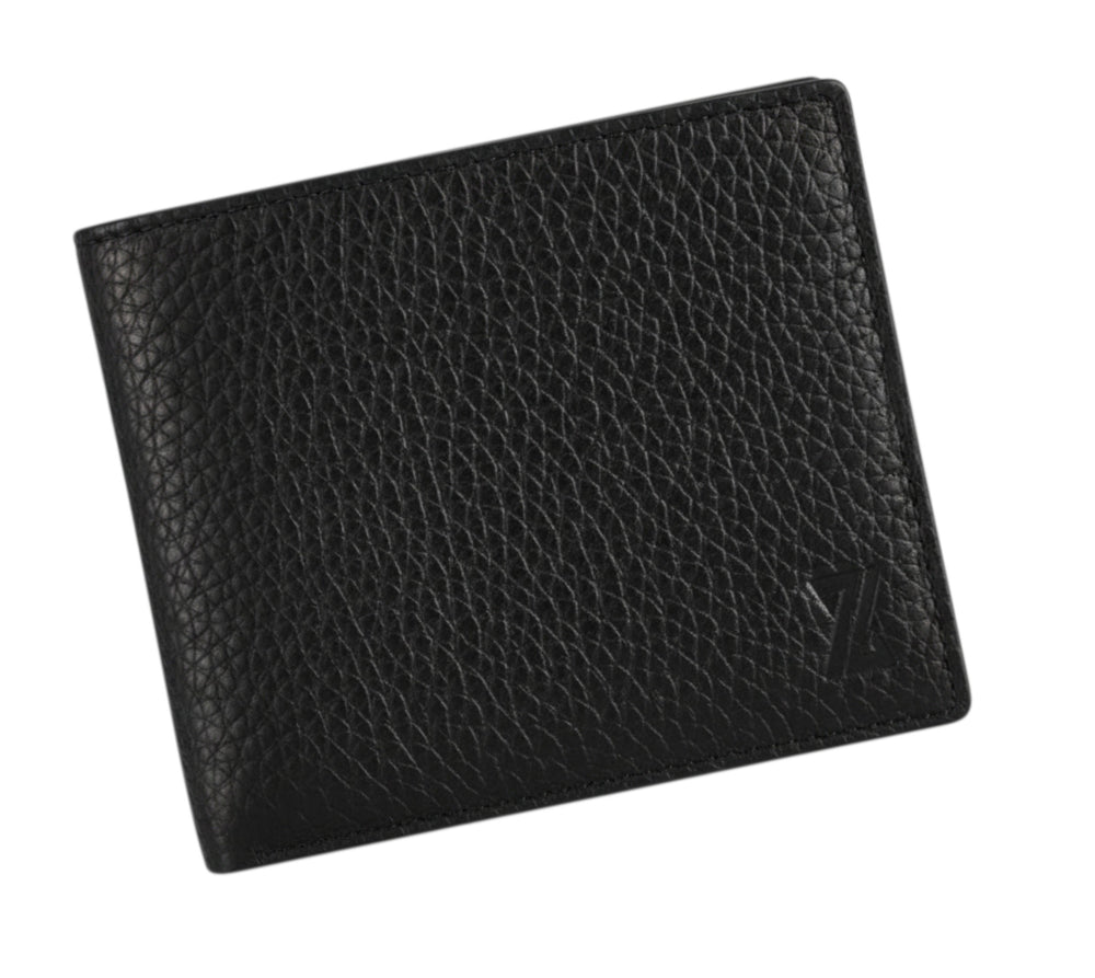Black leather wallet on a white background