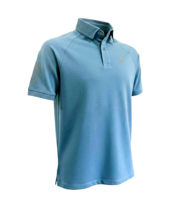 Zundooz London Men's Regular Fit Raglan Sleeve Cotton Polo Shirt_Steel Blue