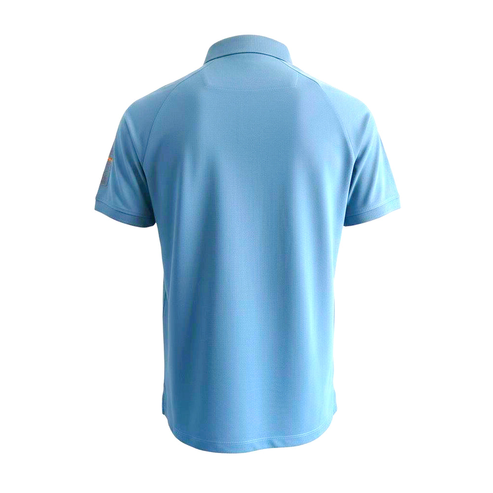 Light blue polo shirt on a white background