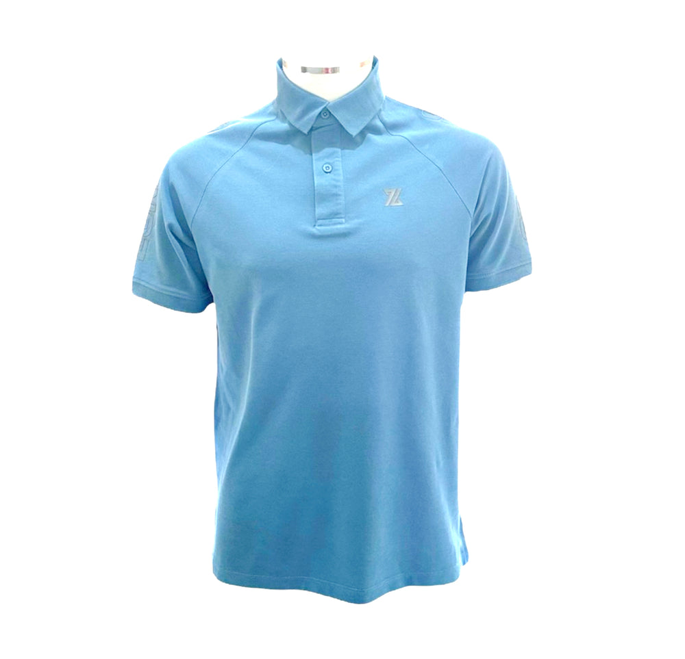 Light blue polo shirt on a white background