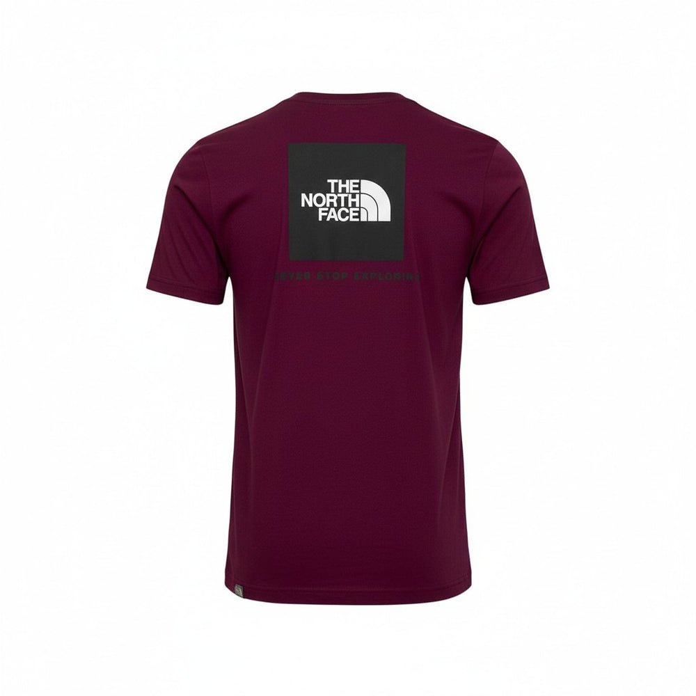 Maroon t-shirt with The North Face logo on a white background