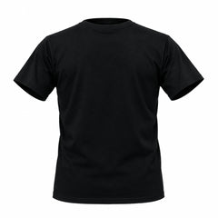 A plain navy blue short-sleeve t-shirt shown from the back, laid flat against a solid white background.