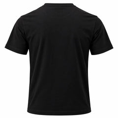 A black short-sleeve crewneck t-shirt shown from the back, photographed on a clean white background.